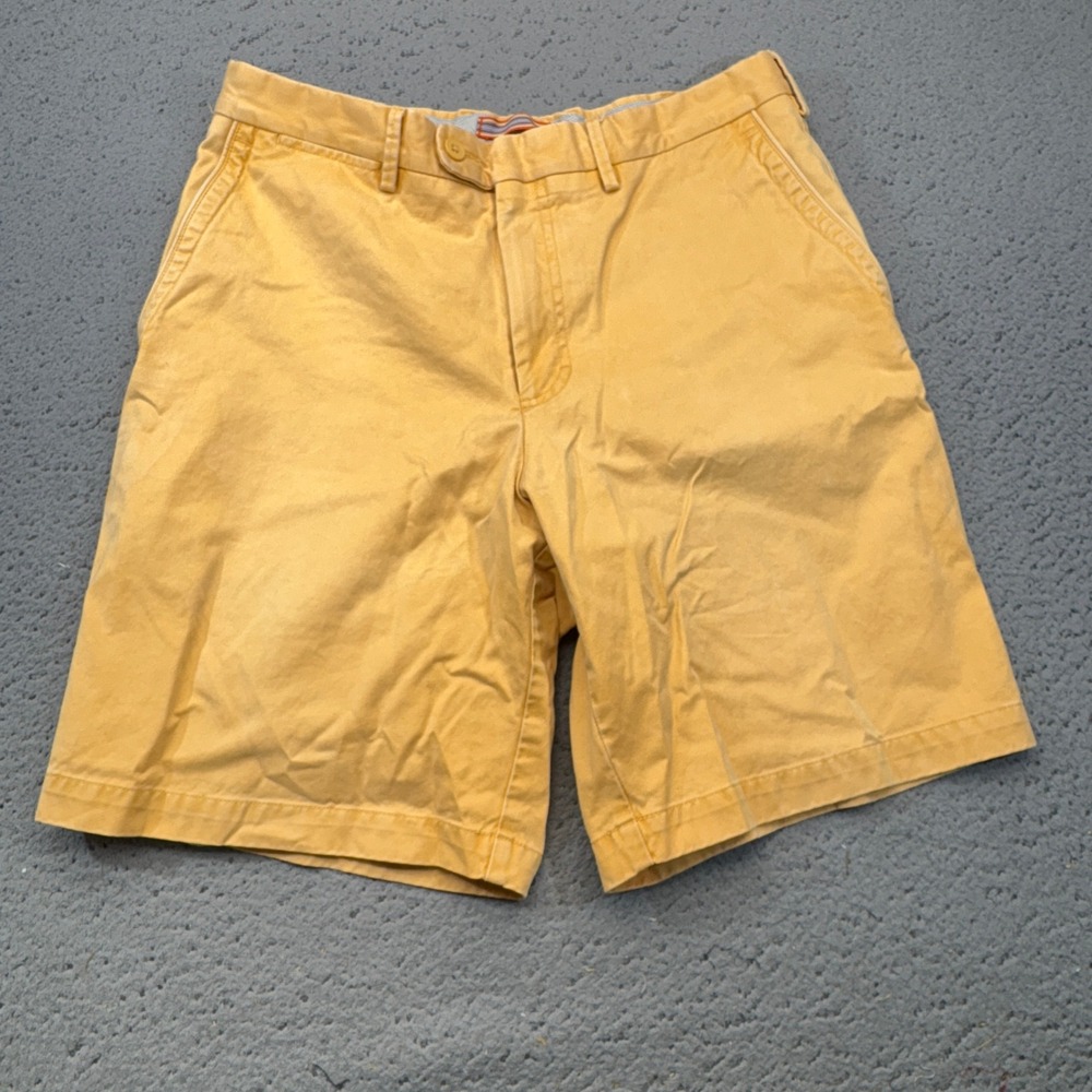 Peter Millar Chino Shorts Mens 32 Yellow Pima Cotton Casual Preppy Golf 18666
